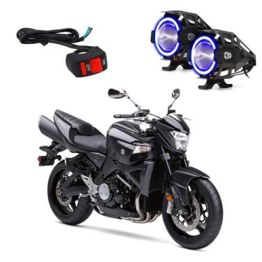 Imagem de Par Farol de Milha Angel Eye U7 Azul para Moto Suzuki GSX 1300B King 1