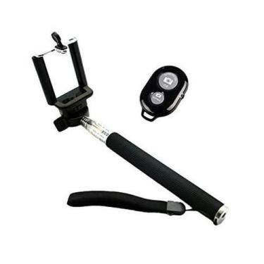 Imagem de Bastão Pau De Selfie Monopod Controle Remoto Bluetooth Preto - Lelong