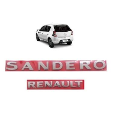 Imagem de kit duas peças emblema letreiro Renault Sandero porta mala fita 3M peç