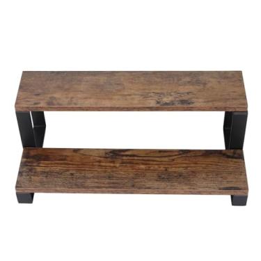 Imagem de Prateleira de Elevação de Suporte de Exibição Em Camadas, Prateleira de Balcão de Cozinha de 2 Camadas Suporte de Elevação de Madeira para Lanches de Bonecas, 15,8 X 7,9 X 5,6