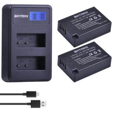 Imagem de Kit 2 Baterias LPE17 + Carregador Duplo com LCD Para Canon RP T7i T6i 