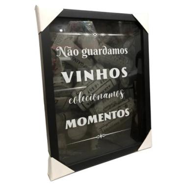 Imagem de Quadro Porta Rolha Tipos De Vinho - AY, Preto