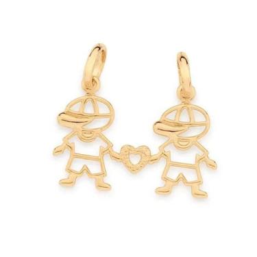 Imagem de Pingente banhado ouro 3x 24k 18k e 22k  feminino casal filhos dois men