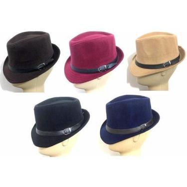 Imagem de Chapéu Fedora Clássico De Feltro Aba Curta Cintinho De - oem, Marron