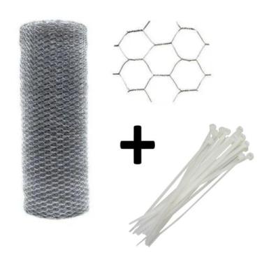 Imagem de Tela Arame Pinteiro 1X10Metros + 20 Abraçadeiras 3,6mmx300mm - Tela PV