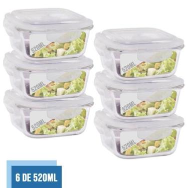 Imagem de Jogo com 6 Pote Vidro Hermético Marmita Tampa 4 travas 520ml - QUALITY