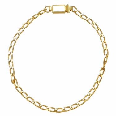 Imagem de Pulseira com Corrente Estilo Losango Masculina 4mm Folheado A Ouro 18k Softjoias