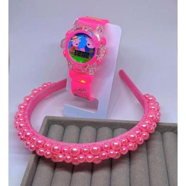Imagem de Kit Relógio Infantil Meninas Digital Led Pisca Luz Led Toca Musica Pri