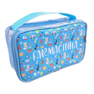 Imagem de Necessaire Farmacinha Estojo Porta Remédio Medicamento Azul - Gicalli