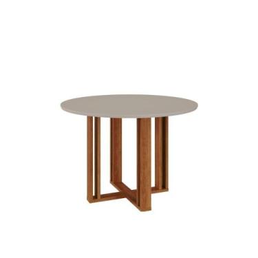 Imagem de Mesa De Jantar Redonda 109X109Cm Tampo Mdf Flora Cimol Cinamomo/Off Wh