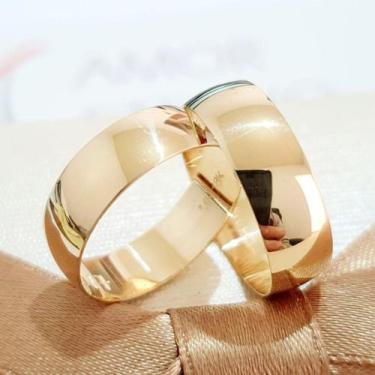 Imagem de Par Alianças Ouro 18/750 Abauladas Polidas 6mm 14g - VIP JOIAS PR