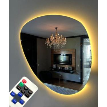 Imagem de Espelho Com LED Branco Quente e Controle Vários Tipos Luzes - V.A Deco