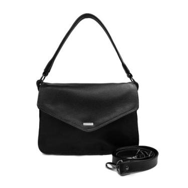 Imagem de Bolsa feminina de ombro de couro preta Cloe - Zaia