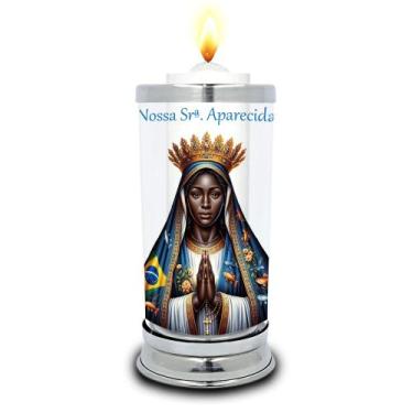 Imagem de Protetor de Velas Imagem de Nossa Senhora Aparecida Vidro - Balaio de 