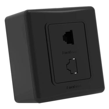 Imagem de Tomada Sistema X Rj45 8 Vias Preto Módulo Duplo  Enerbras, Preto