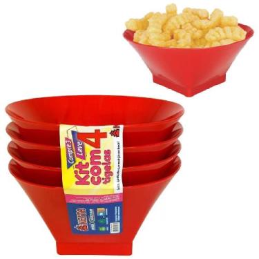 Imagem de Kit 8 Tigelas Sobremesa Petisqueira 500ml Plástico Vermelho - Kt