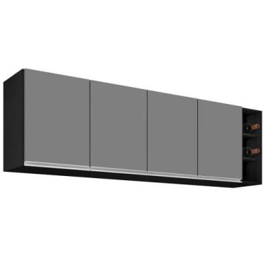 Imagem de Armário Aéreo Nevada com Nicho 180cm 4 Portas Preto/Cinza - Lumil - Lu