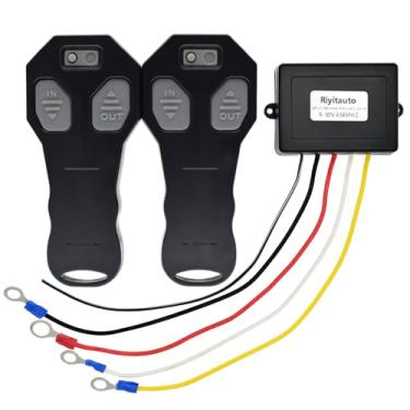 Imagem de Riyitauto Kit de controle remoto de guincho sem fio de recuperação 12V 23 m para Jeep Truck ATV SUV carro DC 9-30V 434MHZ interruptor monofone à prova d'água com 2 grandes controles remotos