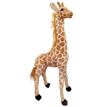 Imagem de Girafa de Pelúcia Realista Grande 80cm Safari Articulada - Fizzy