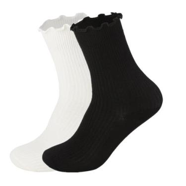 Imagem de Meias Flydo Ruffle Cotton Brancas - 2 Unidades (Tamanho 5-9)