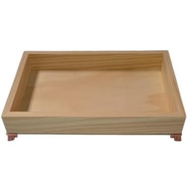 Imagem de bandeja decorativa madeira pinus pé rose 31x20