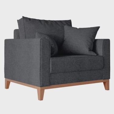 Imagem de Poltrona Decorativa Pes e Base em Madeira Beny Suede Grafite - Kimi De