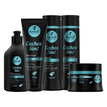 Imagem de Kit Haskell Cachos Sh Cond Masc Leave In E Creme Gel 300ml