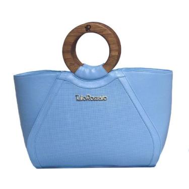 Imagem de Bolsa Tote Loyal Feminina Couro Túlio Rossato Versátil Azul - Tulio Ro