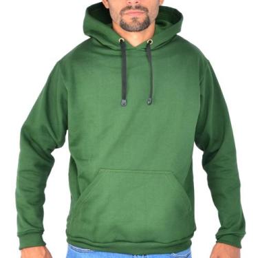 Imagem de Blusa Moletom Liso Canguru Capuz Bolso Masculino - cla cle , Verde, P