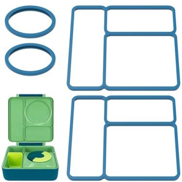 Imagem de Linkidea 4 peças de substituição de vedação de silicone, junta de vedação de tampa de ajuste exato compatível com OmieBox, peças e acessórios à prova de vazamento para alimentos para Bento Box (azul