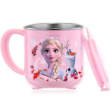 Imagem de Disney Frozen Elsa Anna Pink ABS copo de aço inoxidável com tampa, 250 ml