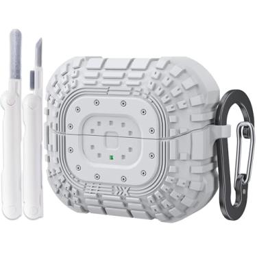 Imagem de MOFREE Capa compatível com Samsung Galaxy Buds 3/Galaxy Buds 3 Pro (2024), design engraçado de pneu automático, capa protetora de silicone macio à prova de choque com kit de limpeza e mosquetão -