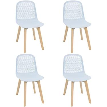 Imagem de KM Legend Cadeiras modernas sem braços com pernas de madeira para estar, quarto, cozinha, jantar, sala de espera, restaurantes, cafés, conjunto de 4..