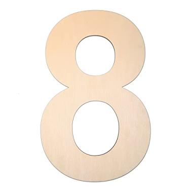 Imagem de 30 cm de madeira número 8, 1/4 polegada de espessura grande letra de madeira inacabada para artesanato faça você mesmo decoração de parede de casa
