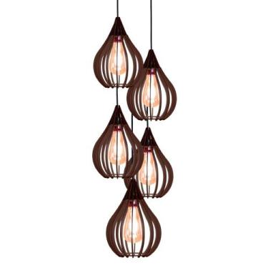 Imagem de Combo 5 Pendentes Chile, Luminária de Teto Cozinha e Sala, Lustre Gota