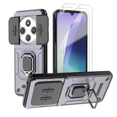 Imagem de WRTBS Capa de telefone para Xiaomi Redmi 14C / Poco C75 4G capa com protetor de tela de vidro [2 unidades], capa de proteção para câmera deslizante embutida, capa protetora de corpo inteiro militar -