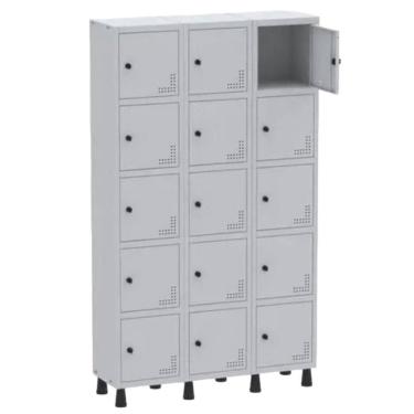 Imagem de Roupeiro De Aço Light 15 Portas Cinza Tranca Para Cadeado - Pandin
