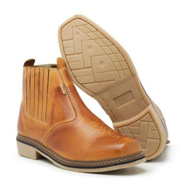 Imagem de Bota Botina Country Masculina Montaria Bico Quadrado Couro Látego Whis