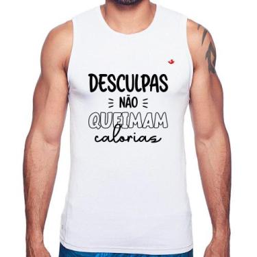 Imagem de Regata Desculpas não queimam calorias - Foca na Moda, Branco, P
