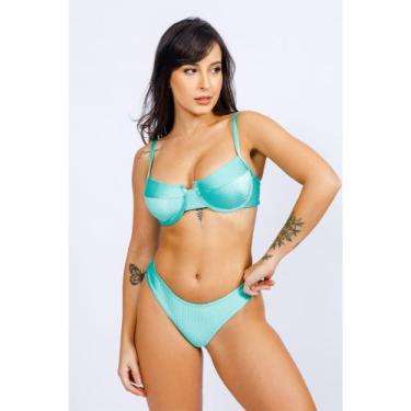 Imagem de Biquini Meia Taça Retrô Biquine Feminino Com Bojo Asa Delta - Bela Lol