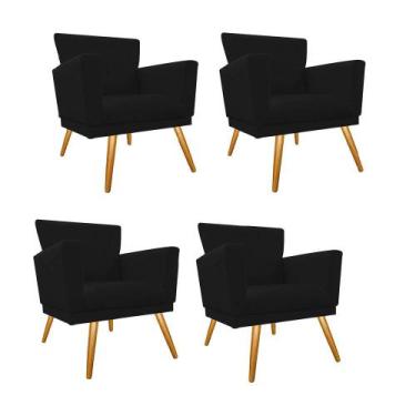 Imagem de Kit 04 Poltrona Cadeira Mind Decorativa Recepção Sala De Estar Suede P