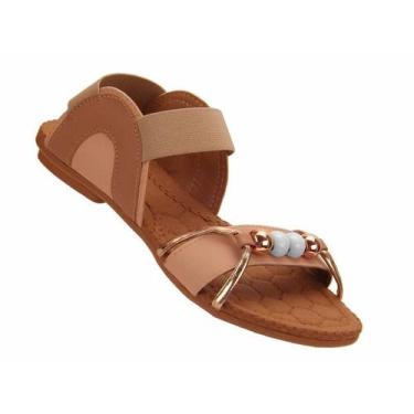 Imagem de Sandália com pérolas rasteirinha,super confortável com elastico e com 