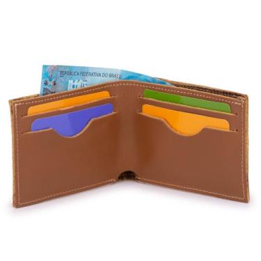 Imagem de Carteira Pequena Básica Couro Porta Cartões Notas Use Young, Caramelo