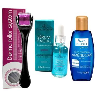 Imagem de Kit Microagulhamento: Dermaroller + Sérum Hidratante Hialurônico + Óle