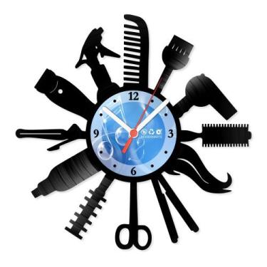 Imagem de Relógio De Parede Disco Vinil Profissões - Cabeleireiro - VPR-002 - Mo