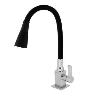 Imagem de Torneira Quadrada Flexível Bancada Cone Duplo Jato Preto - Montelar Ac