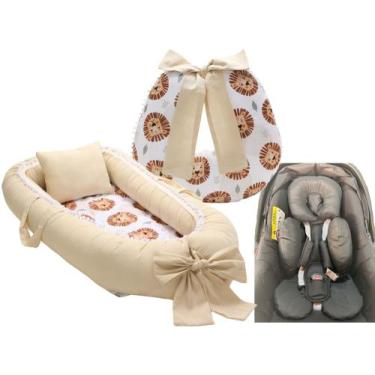 Imagem de Almofada Amamentação + Ninho Redutor Leão + Redutor Bebê Conforto Pret