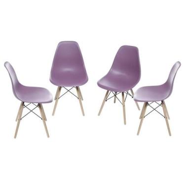 Imagem de Kit 4 Cadeiras Boxbit Dkr Eames Base Em Madeira Roxa
