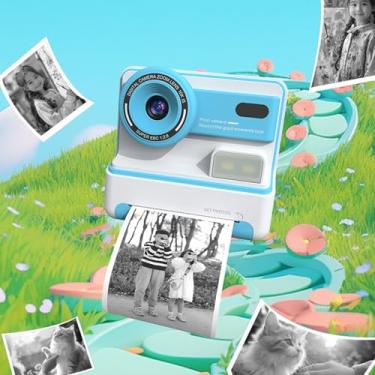 Imagem de Câmera Impressão Instantânea, 1080P HD 16X Zoom Digital 48MP Câmera Vídeo Fotográfica Lente Dupla Com Tela IPS 2,4 Polegadas, Câmera Infantil Impressão Instantânea para Meninas
