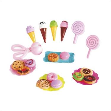 Imagem de Brinquedo Infantil Kit Doces Boutique 22 Peças Comidinhas Pratinhos So